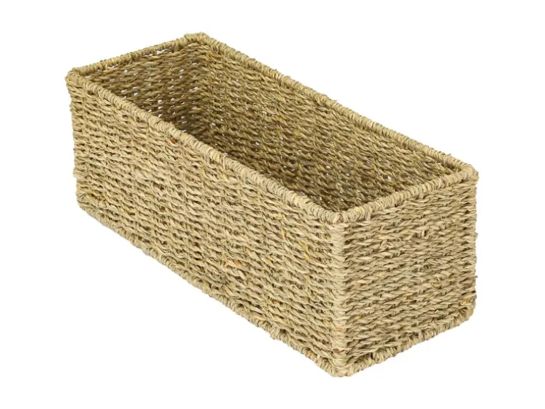 HMF Aufbewahrungskorb Badezimmer Korb Geflochten Seegras 38 x 15 x 14 cm