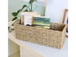 HMF Aufbewahrungskorb Badezimmer Korb Geflochten Seegras 38 x 15 x 14 cm