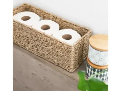 HMF Aufbewahrungskorb Badezimmer Korb Geflochten Seegras 38 x 15 x 14 cm