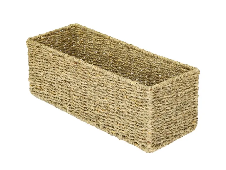 HMF Aufbewahrungskorb Badezimmer Korb Geflochten Seegras 38 x 15 x 14 cm