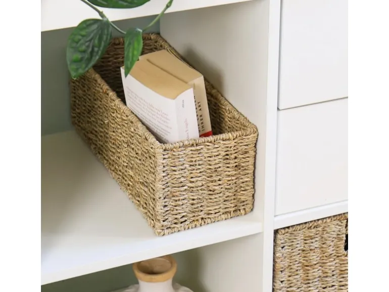HMF Aufbewahrungskorb Badezimmer Korb Geflochten Seegras 38 x 15 x 14 cm