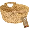 HMF Aufbewahrungskorb Rund Korb Geflochten Wasserhyazinthe Holzgriffen 30 x 12 cm