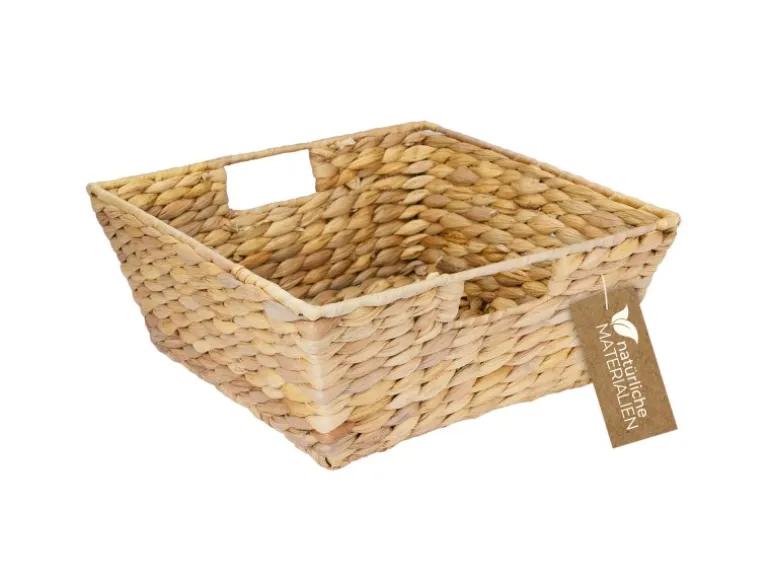 HMF 37269-30CM Geschenkkorb Leer Aufbewahrungskorb Geflochten Wasserhyazinthe 30 x 30 x 12 cm