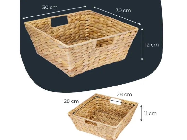 HMF 37269-30CM Geschenkkorb Leer Aufbewahrungskorb Geflochten Wasserhyazinthe 30 x 30 x 12 cm