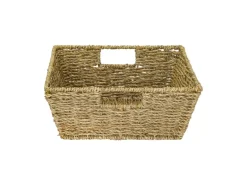HMF Geschenkkorb Leer Aufbewahrungskorb Geflochten Seegras RechtEckig 30 x 30 x 12 cm