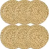 HMF 37230-S6 Tischset Rund Geflochten aus Wasserhyazinthe Platzset Abwaschbar 6er Set 30 cm