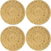 HMF 37231-S4 Tischset Rund Geflochten aus Wasserhyazinthe Platzset Abwaschbar 4er Set 35 cm