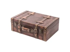HMF VKO103 Vintage Koffer Holz 38 x 26 x 13 cm Deko Klassik