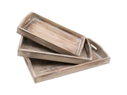 HMF VTA101-S3 Deko Tablett Holz Vintage Design 3er Set Versch. Größen Shabby Chic Klassik