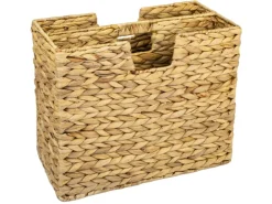 HMF Zeitungsständer Zeitungskorb Geflochten Wasserhyazinthe 2 Fächer 40 x 20 x 33 cm
