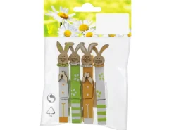 Holzclips Hase 4 Stück Bunt