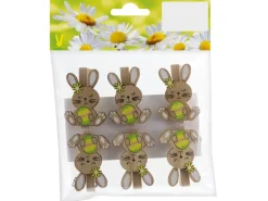Holzclips Hasenmotiv 6 Stück Natur