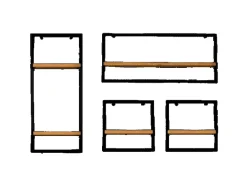 holz4home 4 Teiliges Wandregale in Schwarz Gerahmt von holz4home Natur ohne Baumkante