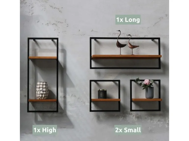 holz4home 4 Teiliges Wandregale in Schwarz Gerahmt von holz4home Natur ohne Baumkante