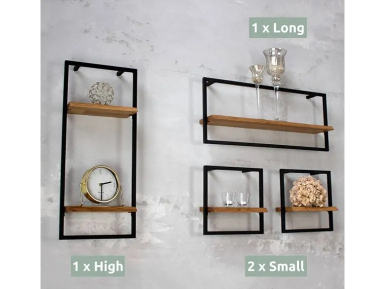 holz4home 4 Teiliges Wandregale in Schwarz Gerahmt von holz4home Natur mit Baumkante