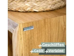 holz4home Massivholz Hocker Bank aus Eiche mit Baumkante XL