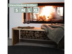 holz4home Massivholz Hocker Bank aus Eiche mit Baumkante L