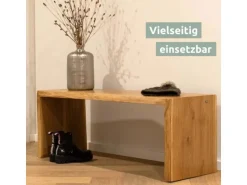 holz4home Massivholz Hocker Bank aus Eiche mit Baumkante L