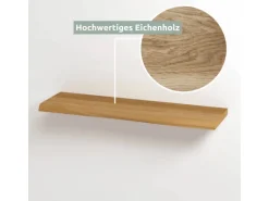 holz4home Schwebendes Wandregal aus Eiche 120cm mit Baumkante Natur
