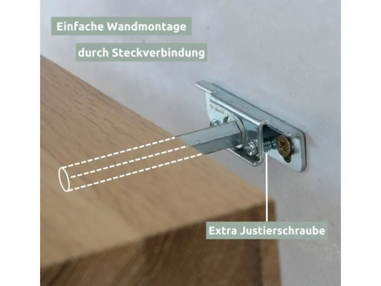 holz4home Schwebendes Wandregal aus Eiche 70cm mit Baumkante Natur