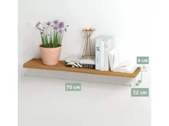holz4home Schwebendes Wandregal aus Eiche 70cm mit Baumkante Natur