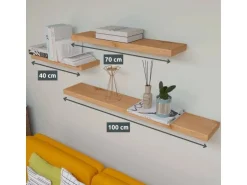 holz4home Schwebendes Wandregal aus Eiche 60cm mit Baumkante Natur