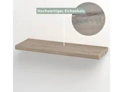holz4home Schwebendes Wandregal aus Eiche 70cm Ohne Baumkante Hellgrau