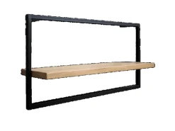 holz4home Wandregal Long in Schwarz Gerahmt von holz4home Hellgrau ohne Baumkante