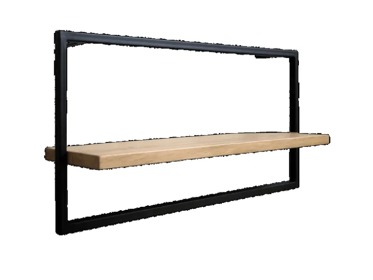 holz4home Wandregal Long in Schwarz Gerahmt von holz4home Hellgrau ohne Baumkante