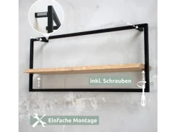 holz4home Wandregal Long in Schwarz Gerahmt von holz4home Hellgrau ohne Baumkante