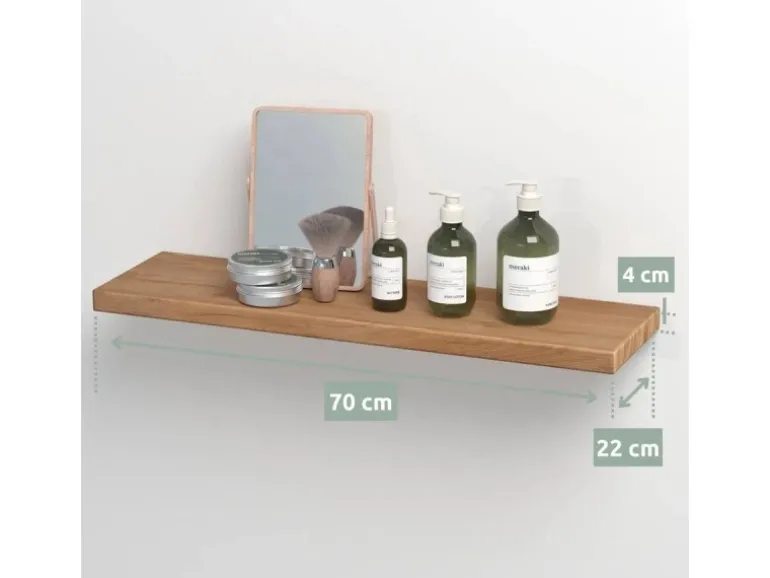 holz4home Wandregal Set 70cm und 40cm Eiche Massiv 2 Teilig Natur ohne Baumkante