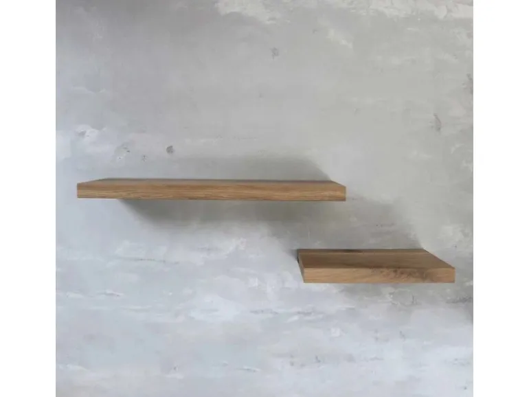 holz4home Wandregal Set 70cm und 40cm Eiche Massiv 2 Teilig Natur mit Baumkante