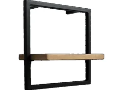 holz4home Wandregal Small Schwarz Gerahmt Industrial Style ohne Baumkante Hellgrau