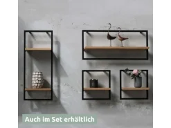 holz4home Wandregal Small Schwarz Gerahmt Industrial Style ohne Baumkante Hellgrau