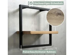 holz4home Wandregal Small Schwarz Gerahmt Industrial Style ohne Baumkante Hellgrau