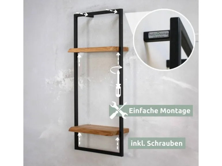 holz4home Wandregal High in Schwarz Gerahmt von holz4home Natur mit Baumkante