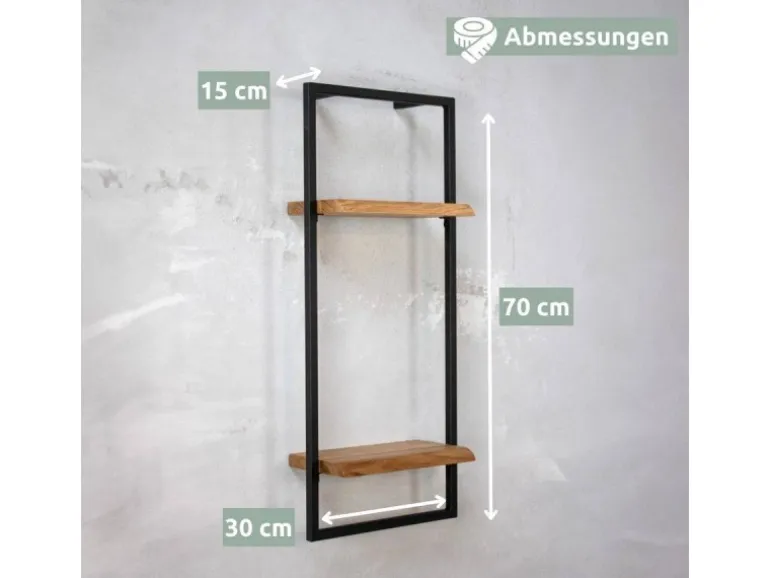 holz4home Wandregal High in Schwarz Gerahmt von holz4home Natur mit Baumkante