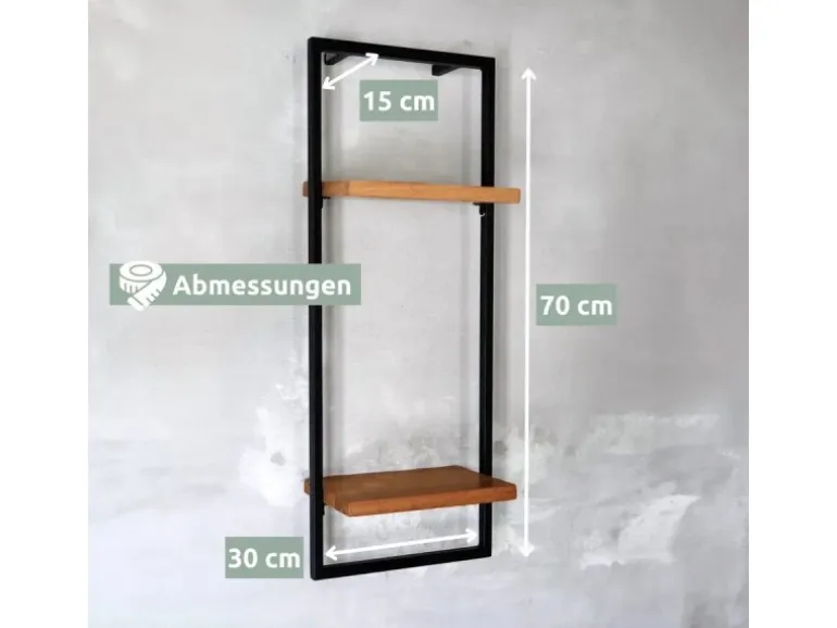 holz4home Wandregal High in Schwarz Gerahmt von holz4home Natur ohne Baumkante