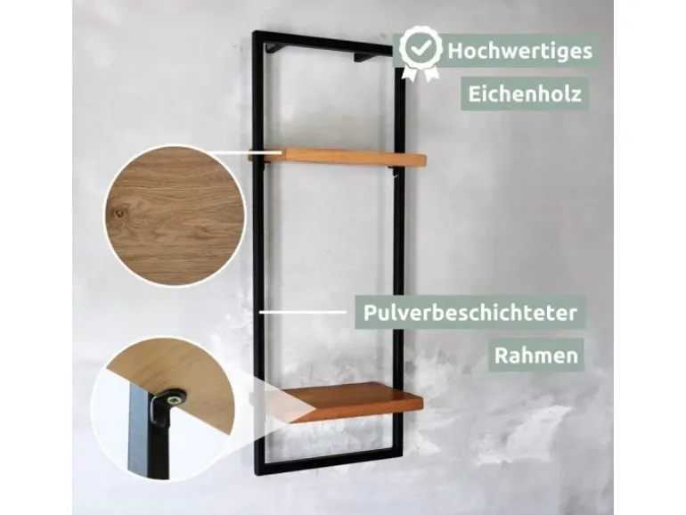 holz4home Wandregal High in Schwarz Gerahmt von holz4home Natur ohne Baumkante