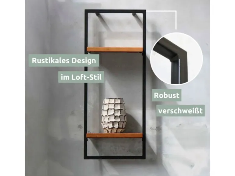 holz4home Wandregal High in Schwarz Gerahmt von holz4home Natur ohne Baumkante