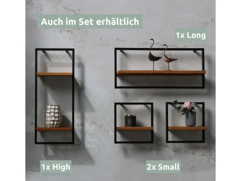 holz4home Wandregal High in Schwarz Gerahmt von holz4home Natur ohne Baumkante