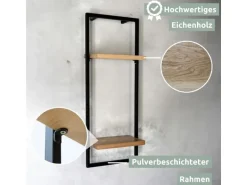 holz4home Wandregal High in Schwarz Gerahmt von holz4home Hellgrau ohne Baumkante
