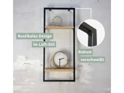 holz4home Wandregal High in Schwarz Gerahmt von holz4home Hellgrau ohne Baumkante