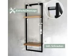 holz4home Wandregal High in Schwarz Gerahmt von holz4home Hellgrau ohne Baumkante