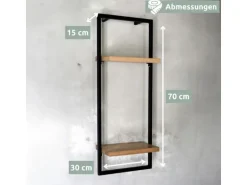 holz4home Wandregal High in Schwarz Gerahmt von holz4home Hellgrau ohne Baumkante