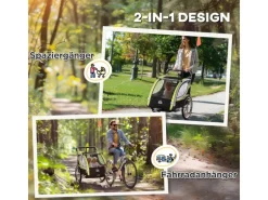HOMCOM 2 in 1 Kinderfahrradanhänger mit Mesh-Tür