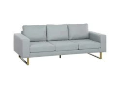 HOMCOM 3 Sitzer Sofa für Schlafzimmer 200 x 82 x 78 cm Hellgrau