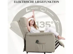 HOMCOM Aufstehsessel Polyester Stahl Beige 66L x 90B x 96H cm