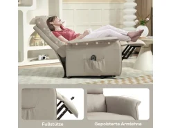 HOMCOM Aufstehsessel Polyester Stahl Beige 66L x 90B x 96H cm