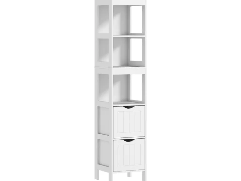 HOMCOM Badezimmerschrank Spanplatte MDF Weiß 30L x 30B x 141,2H cm